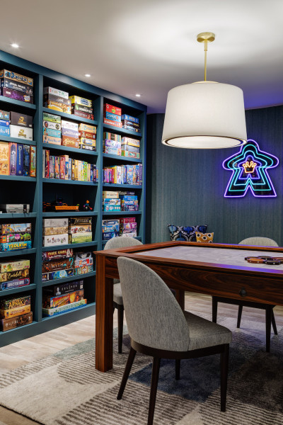 Board Game Table Game Room Built In Shelves